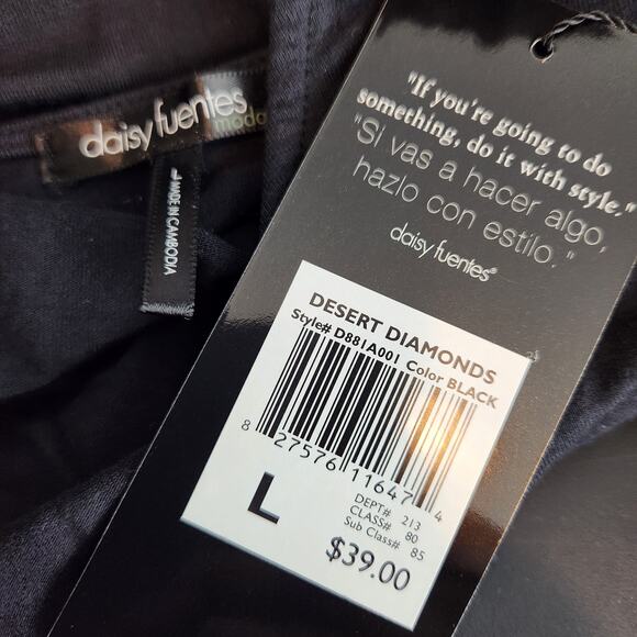 SALE Daisy Fuentes Desert Diamond Sequined Shoulder Top Black Large NWT! - Picture 2 of 6